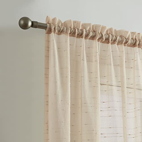 Warm Home Designs Luxury Living Room Curtains 84 Inches Long. Linen Sheer Curtains with Dotted Stripes Pattern. Shabby Chic Curtains for Living Room, Kitchen, Bedroom or Dining Room. JN Linen 84