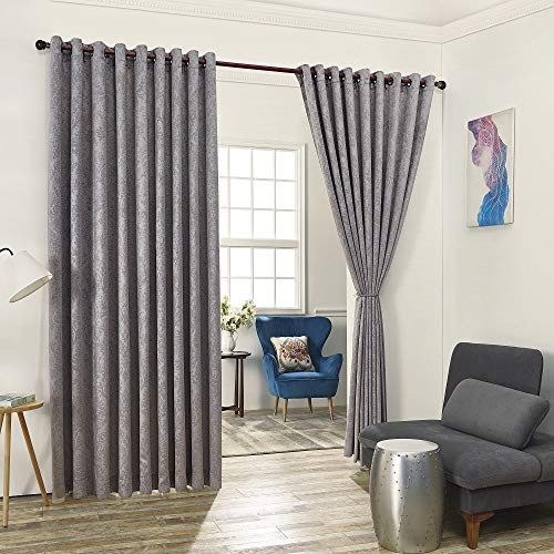 Warm Home Designs 2 of 108" (Width) X 120" (Length) Wall to Wall Light Gray Embossed Room Divider Curtains with 2 Tie-Backs. Total Width is 216 Inches (18 feet). Length 10 Feet. EV Grey Wall 120"