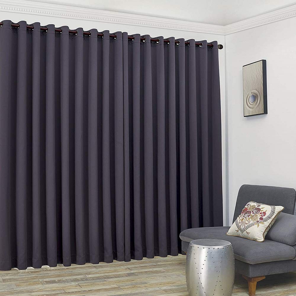 WARM HOME DESIGNS Extra Large 2 Charcoal Wall to Wall Curtains 108