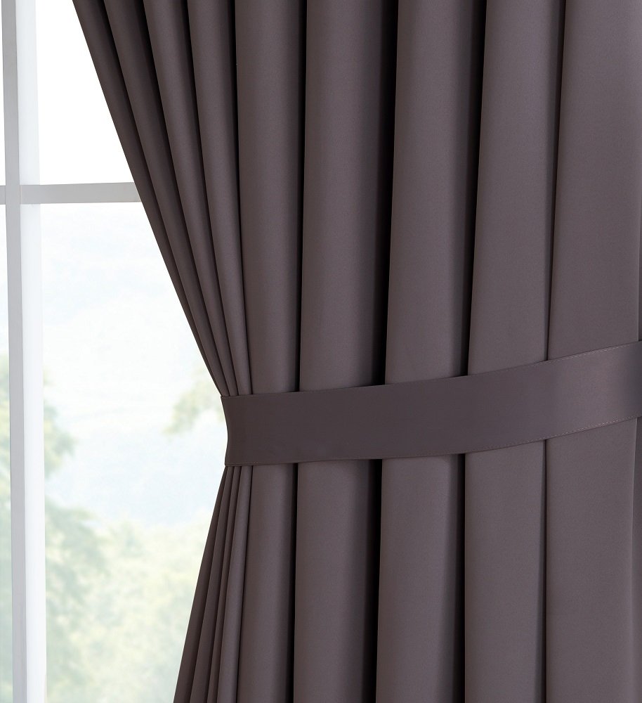 WARM HOME DESIGNS Extra Large 2 Charcoal Wall to Wall Curtains 108"x120" Each with 2 Matching Tie-Backs. Total Width is 216 Inches (18 feet). Great as Room Dividers or Partitions. N Charcoal Wall 120"