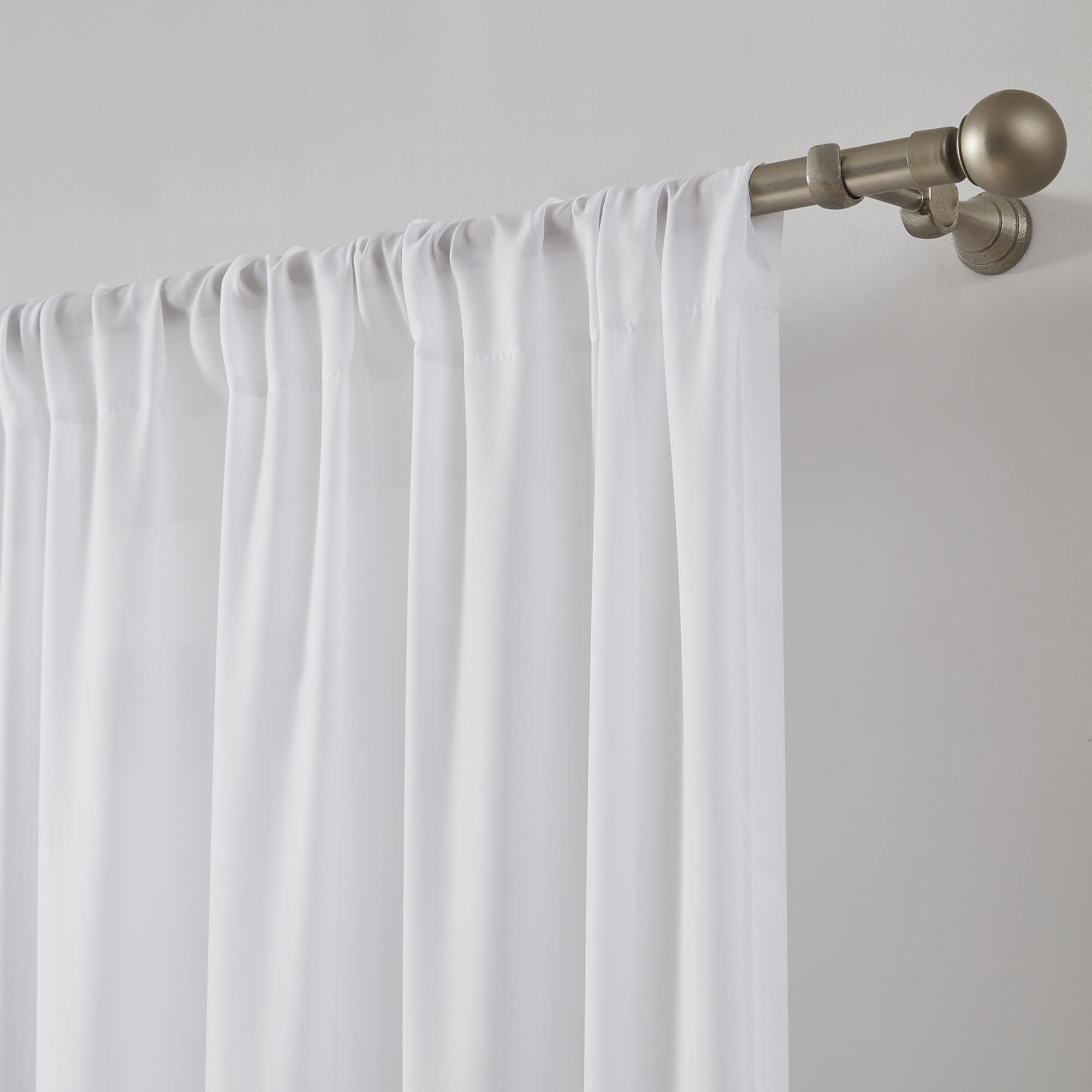 Warm Home Designs 7 Feet Long White Backdrop Curtains. Pair of 52 x 84 Chiffon Backdrop Curtains with 2 Tie-Backs. Perfect as Wedding Backdrop, White Backdrop, or as Chiffon Curtains. WW White 84