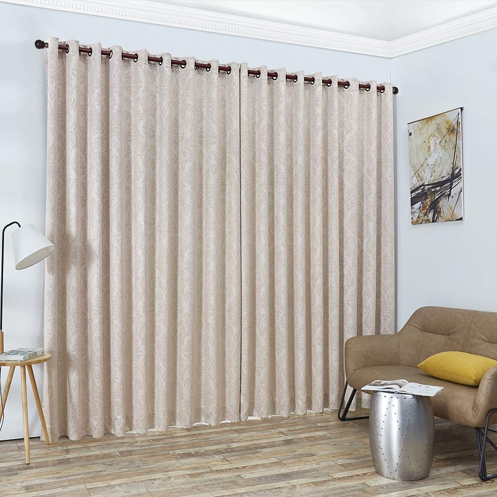 Warm Home Designs 2 of 108" (Width) X 120" (Length) Wall to Wall Ivory Embossed Room Divider Curtains with 2 Tie-Backs. Total Width is 216 Inches (18 feet). Length 10 Feet. EV Ivory Wall 120"