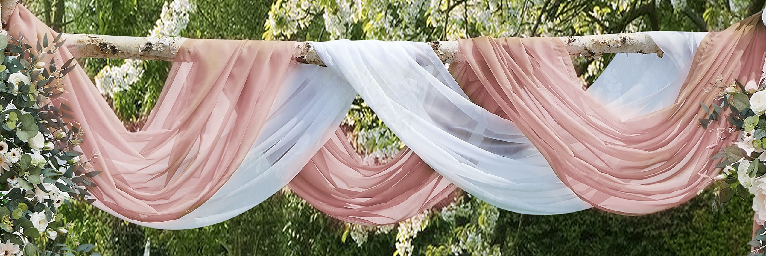 Warm Home Designs Set of 2 White & Dusty Rose Canopy Bed Curtains in 55 x 216 Inch Size. 2 Queen Bed Canopy Curtains Can Be Turned Into Kids Bed Tent or Bed Canopy for Girls. BE White & D Rose 216