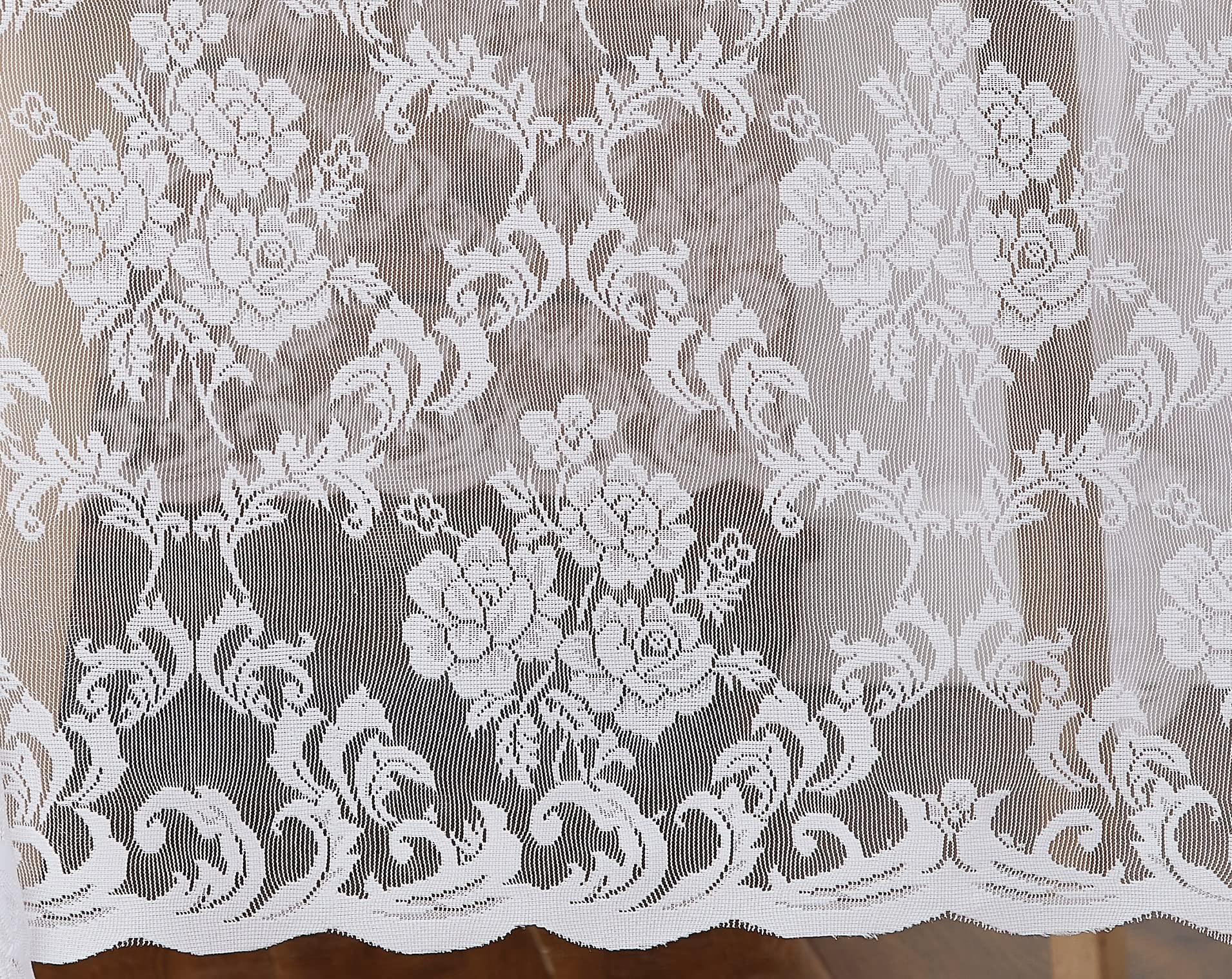 WARM HOME DESIGNS 60 Inch Wide by 3 Yards Long White Lace Fabric. White Fabric for Lace Dress, Lace Tablecloth, Lace Table Runner, Wedding Dress, Bridal Veil, Lace Top or Lace Ribbon. YA White 108